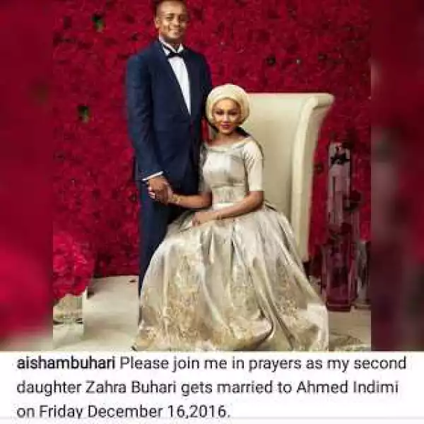 First Lady Aisha Buhari Announce Wedding Date Of Zahra Buhari [Photos]